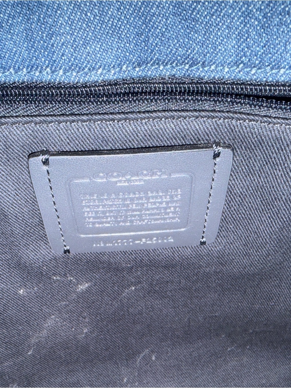 Coach Denim Tote in Navy Blue with Black Handles - Picture 3 of 3